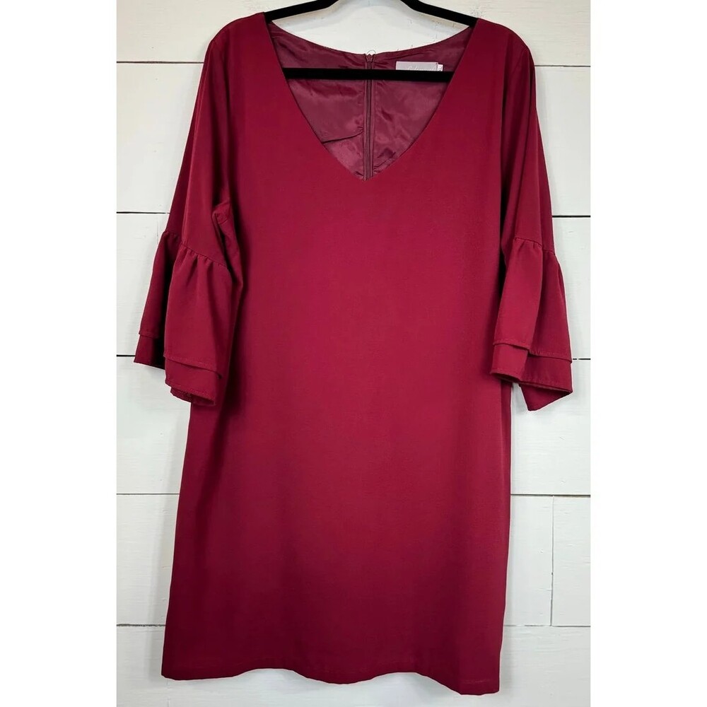 Belongsci Red Knee Length Dress Women's Extra Large